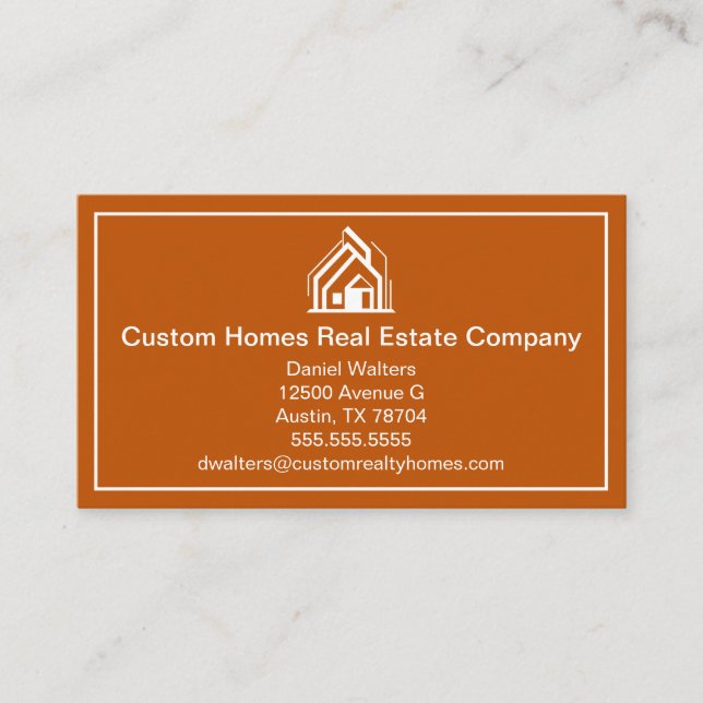 Burnt Orange Real Estate Company House Business Card