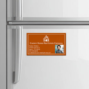 Burnt Orange Real Estate Company Realtor Photo Magnetic Business Card