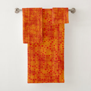 Burnt Orange & Red Watercolor Autumn Abstract Bath Towel Set