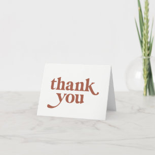 Burnt Orange Retro Boho Thank You Card