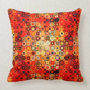 burnt orange retro pattern throw pillow