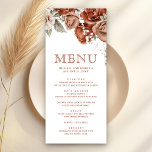 Burnt Orange Roses Terracotta Floral Wedding Menu<br><div class="desc">Elegant terracotta theme wedding menu featuring beautiful earthy flowers.</div>