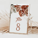 Burnt Orange Roses Terracotta Floral Wedding Table Number<br><div class="desc">Elegant terracotta theme wedding table number featuring beautiful earthy flowers.</div>