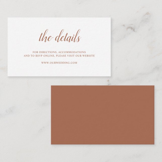 Burnt Orange Rust Terracotta Elegant Wedding Enclosure Card (Front/Back)
