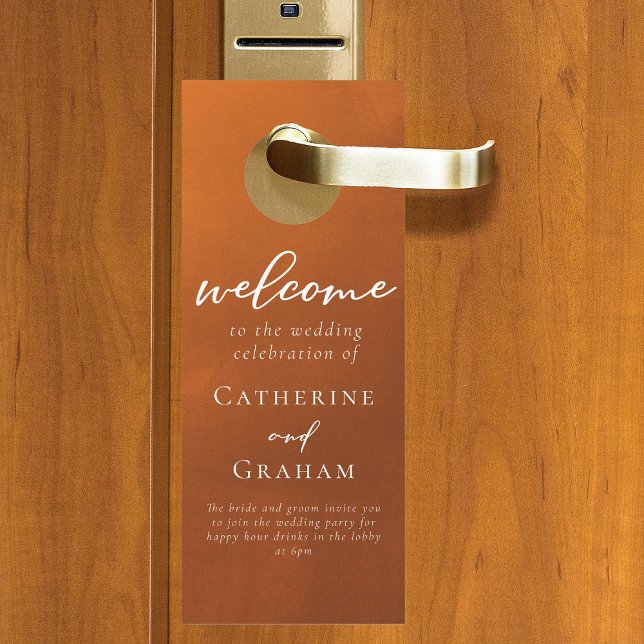 Burnt Orange Rustic Autumn Wedding Welcome Door Hanger (Creator Uploaded)