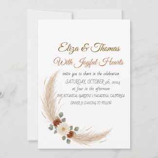 Burnt Orange Rustic Boho Minimalist Wedding Invite