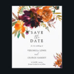 Burnt Orange Rustic Budget Wedding Save the Date<br><div class="desc">Rustic boho floral budget wedding Save the Date featuring a watercolor painted floral bouquet with warm and earthy shades of burnt orange,  terracotta and deep burgundy along with some greenery.  This elegant Save the Date with the rich shades of autumn is great for a fall wedding.</div>