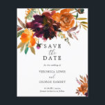 Burnt Orange Rustic Budget Wedding Save the Date<br><div class="desc">Rustic boho floral budget wedding Save the Date featuring a watercolor painted floral bouquet with warm and earthy shades of burnt orange,  terracotta and deep burgundy along with some greenery.  This elegant Save the Date with the rich shades of autumn is great for a fall wedding.</div>