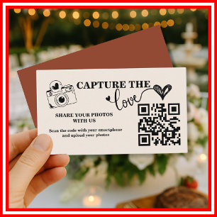 Burnt Orange Rustic Capture The Love QR Wedding Enclosure Card
