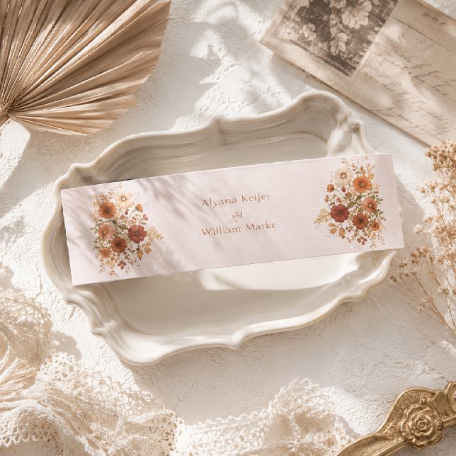 Burnt Orange Rustic Fall Leaves Wedding  Invitation Belly Band (Creator Uploaded)