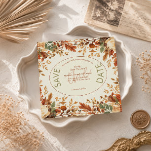 Burnt Orange Rustic Fall Leaves Wedding Save The Date