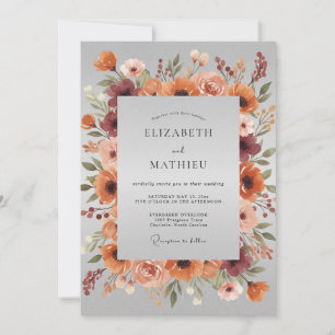 Burnt Orange Rustic Fall Wedding Invitation