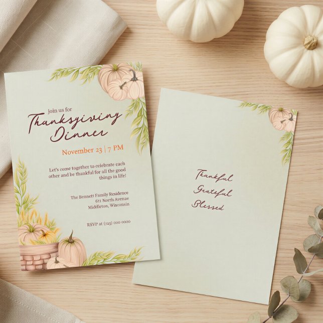 Burnt Orange Rustic Farmhouse Thanksgiving Invitation (Creator Uploaded)