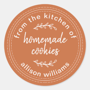 Burnt Orange Rustic Homemade Cookies Personalised Classic Round Sticker