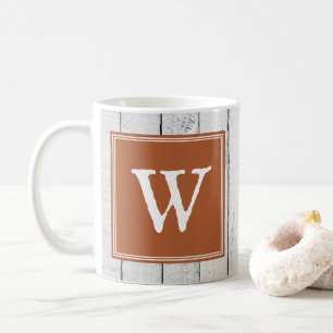 Burnt Orange Rustic Monogram Mug