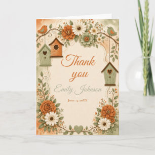 Burnt Orange Sage Green Fall Baby Shower Thank You Card
