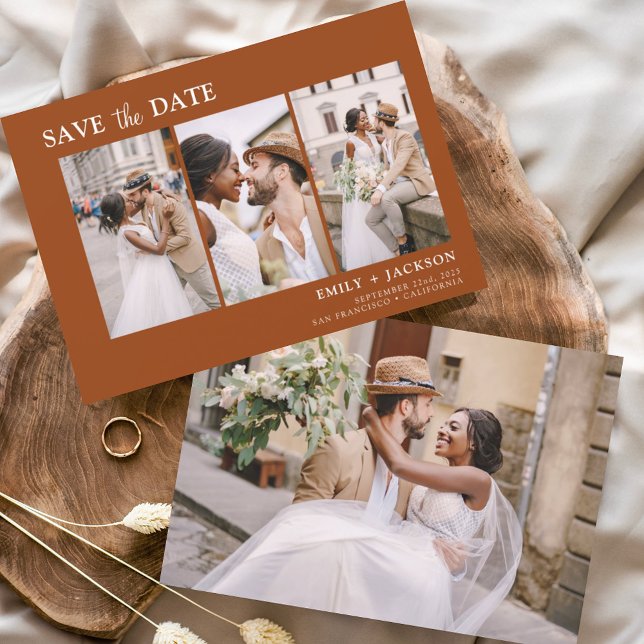 Burnt Orange Save the Date 4 Photo Simple (Creator Uploaded)