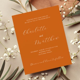 Burnt orange script budget wedding invitation