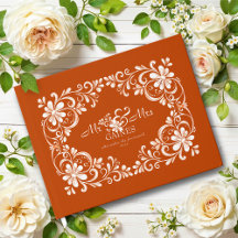 Burnt Orange Shabby Chic Wedding Guest Book