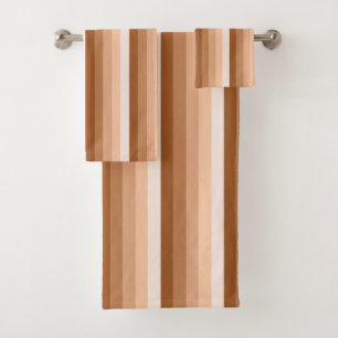 Burnt orange shadow stripes bath towel set