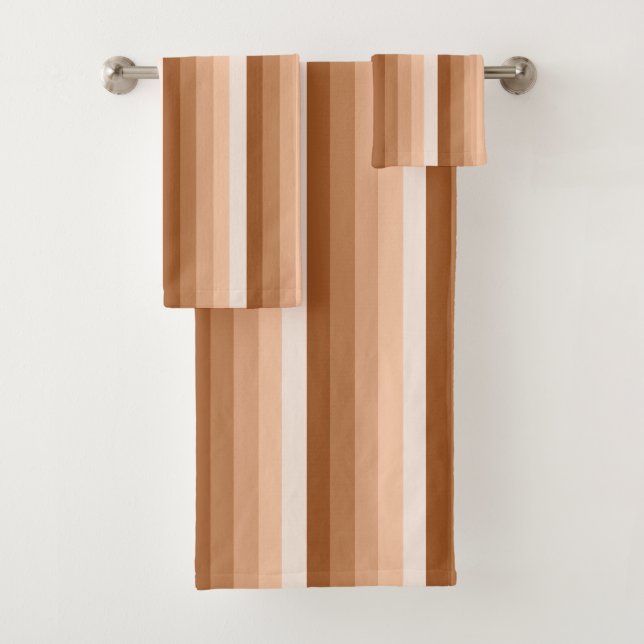 Burnt orange shadow stripes bath towel set (Insitu)