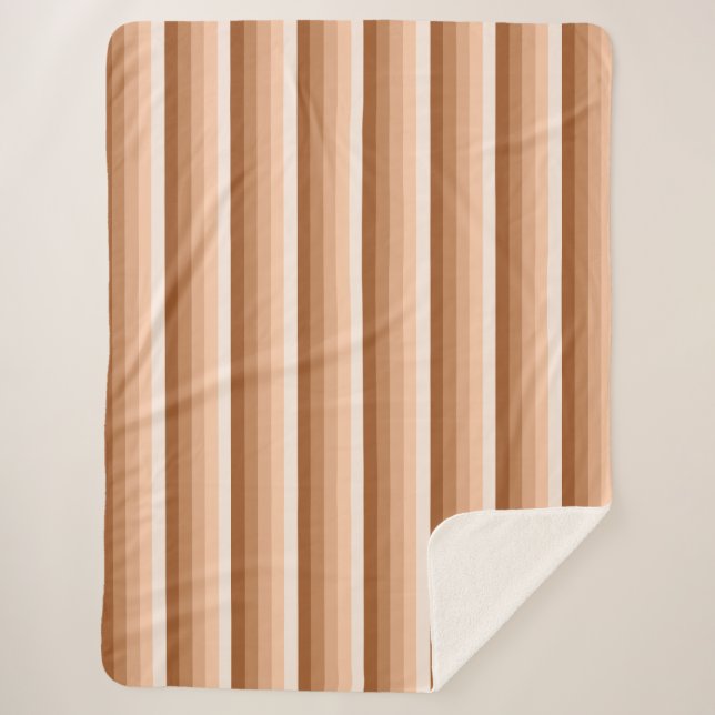 Burnt orange shadow stripes sherpa blanket (Front)