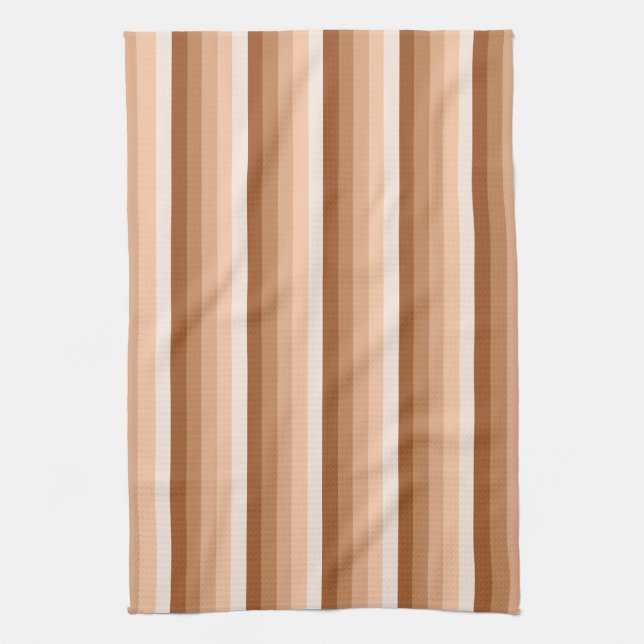 Burnt orange shadow stripes tea towel (Vertical)