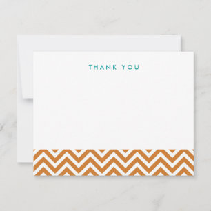 Burnt Orange Simple Chevron Thank You Note Cards