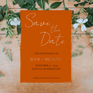 Burnt Orange Simple Style Wedding Save the Date