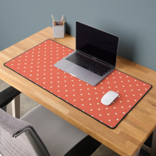 Burnt Orange Small White Spots Desk Mat