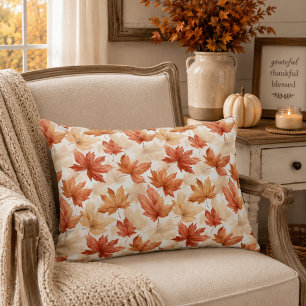 Burnt Orange Soft Beige Maple Leaf Fall Farmhouse Decorative Cushion