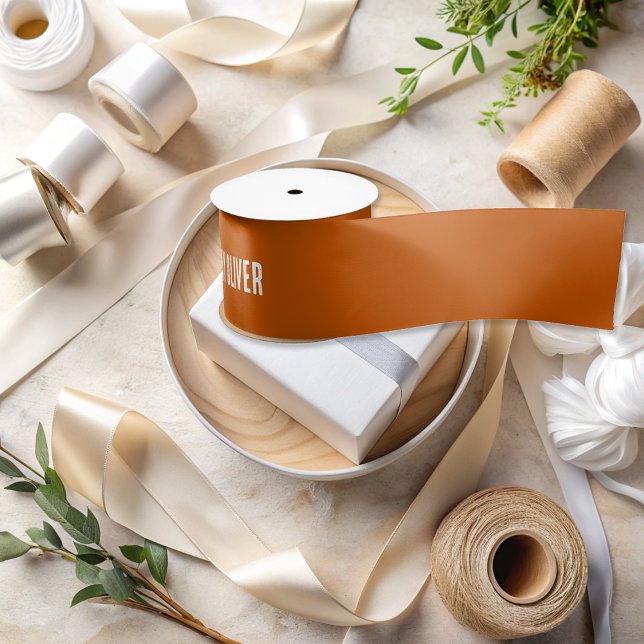 Burnt Orange Solid Colour Happy Birthday Satin Ribbon (Creator Uploaded)