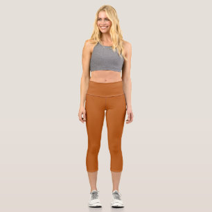 Burnt Orange Solid Plain Colour Capri Leggings