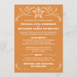 Burnt Orange Southern Style Wedding Invitations