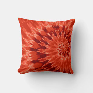 Burnt Orange Spiral Tie Dye Pillow