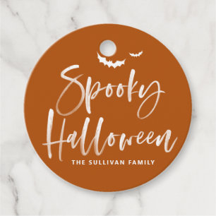 Burnt Orange Spooky Halloween Brush Calligraphy Favour Tags