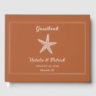 Burnt Orange Starfish Wedding Guest Book