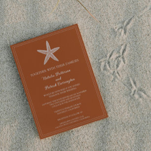 Burnt Orange Starfish Wedding Invitation