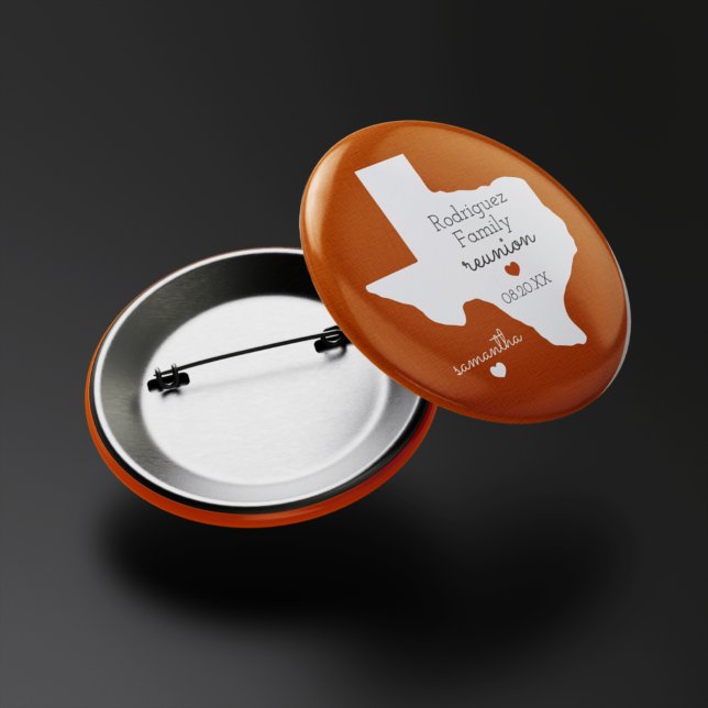 Burnt Orange State of Texas Family Reunion 6 Cm Round Badge (Creator Uploaded)