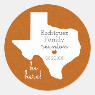 Burnt Orange State of Texas Family Reunion Classic Round Sticker