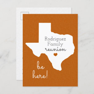 Burnt Orange State of Texas Family Reunion Postcard