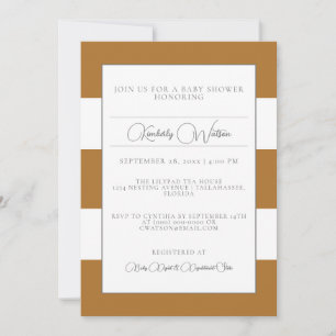 Burnt Orange Striped Baby Shower Invitation