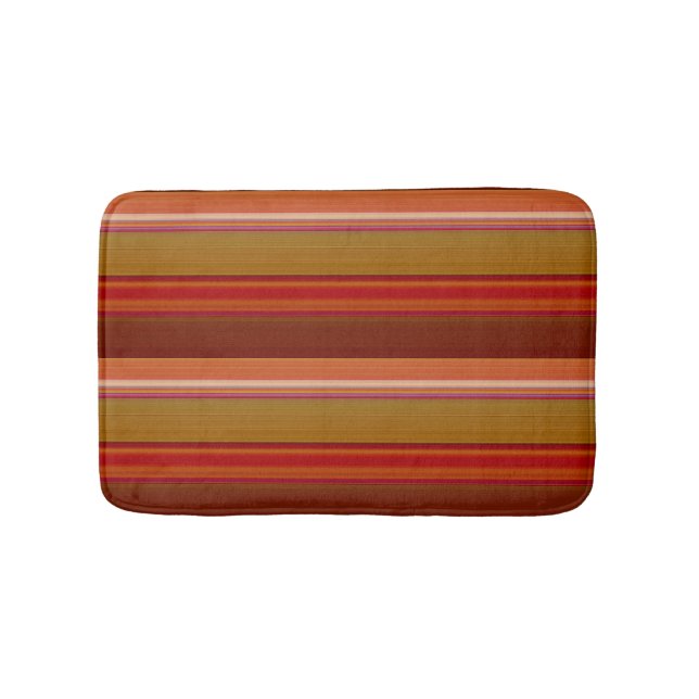 Burnt Orange Stripes Bath Mat (Front)