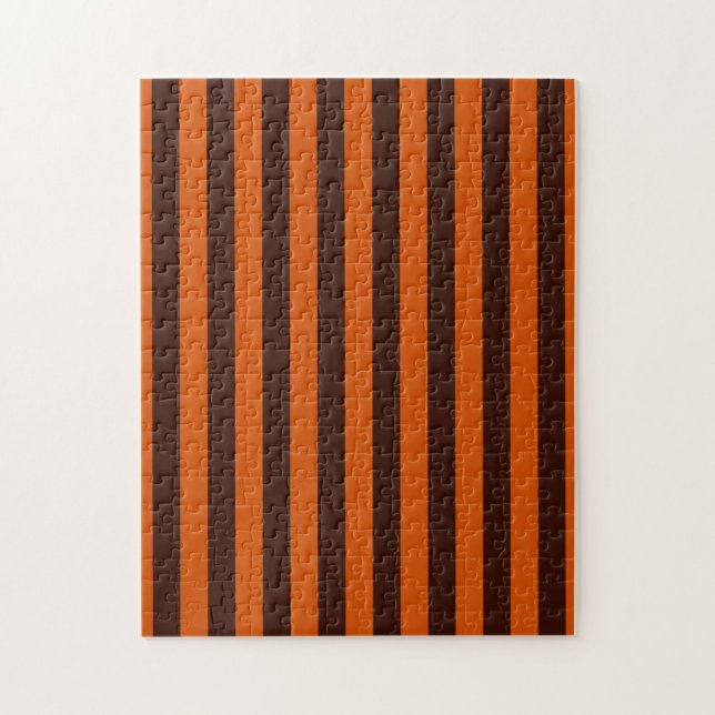 Burnt Orange Stripes Retro Style Customise This! Jigsaw Puzzle (Vertical)