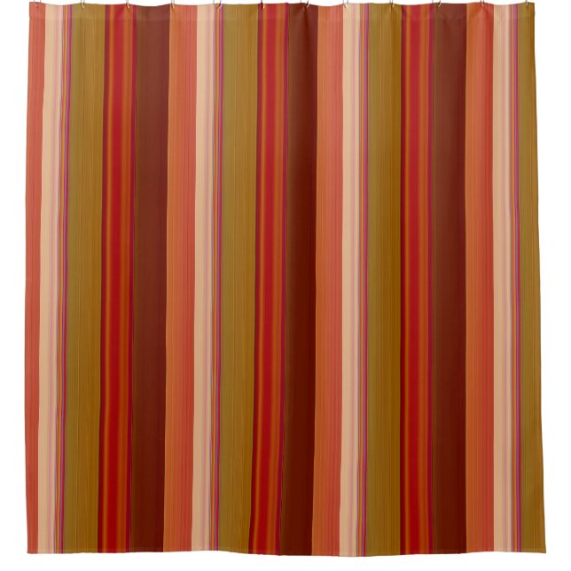 Burnt Orange Stripes Shower Curtain (Front)
