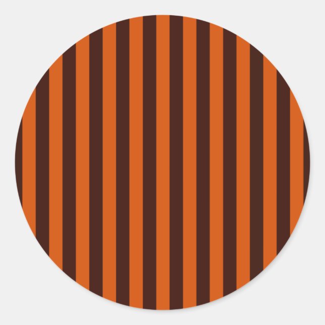 Burnt Orange Stripes Vertical Classic Round Sticker (Front)