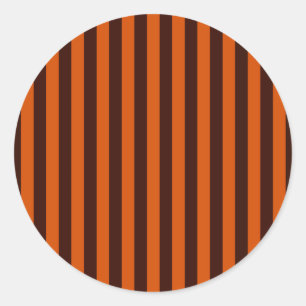 Burnt Orange Stripes Vertical Classic Round Sticker