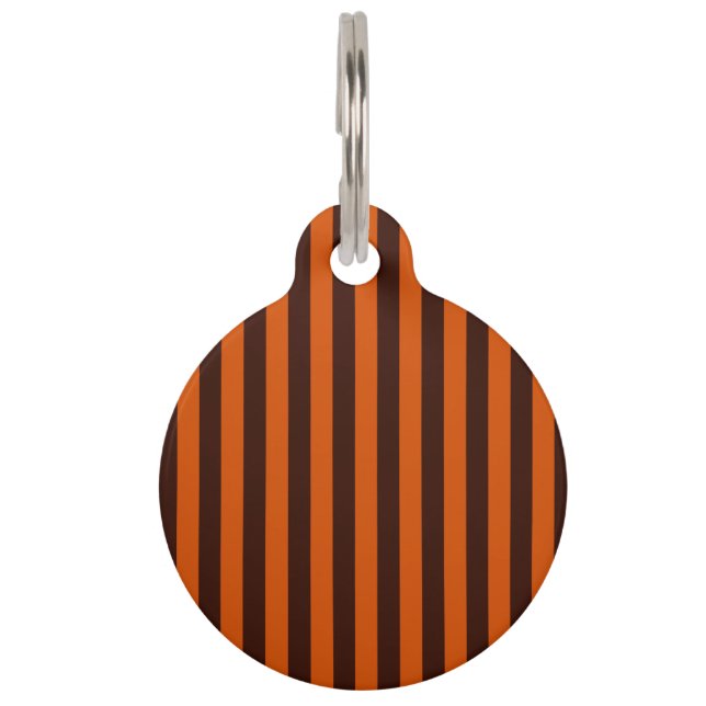 Burnt Orange Stripes Vertical Pet Tag (Front)