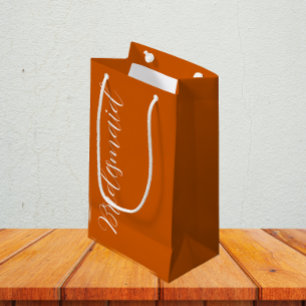 Burnt Orange Stylised Script Wedding Bridesmaid Small Gift Bag