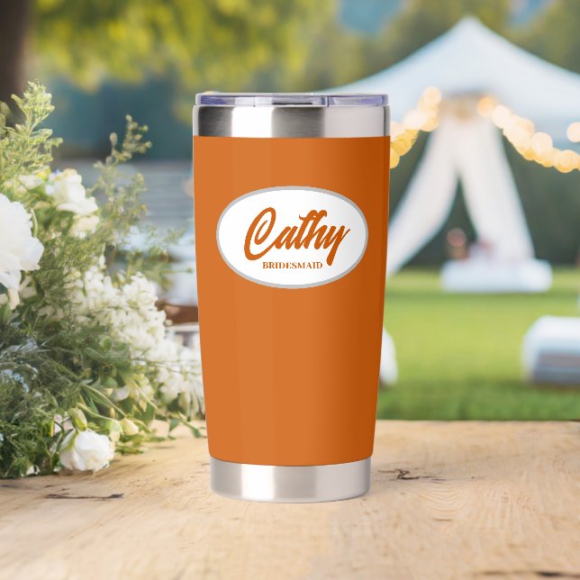 Burnt Orange Stylised Wedding Bridesmaid Insulated Tumbler (Wedding (Rotated))